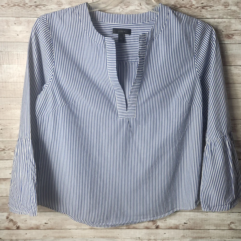 J. Crew Light Blue Striped Blouse - Picture 2 of 5